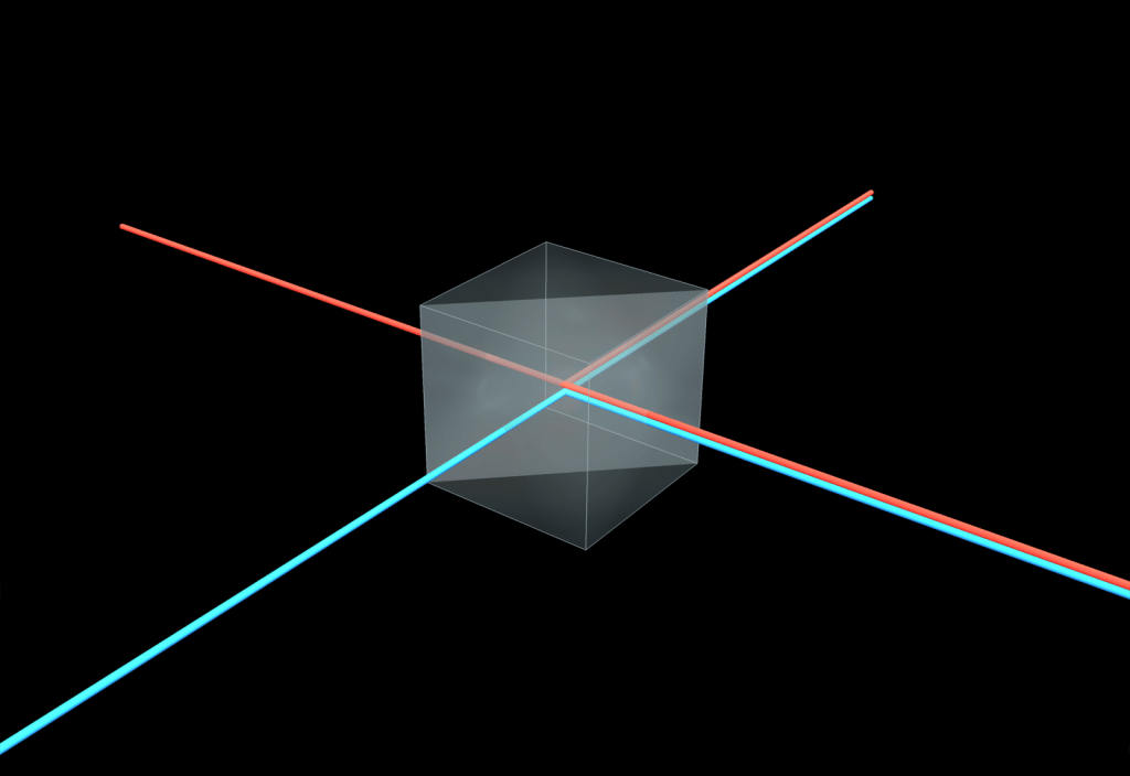 A beamsplitter against a black background.